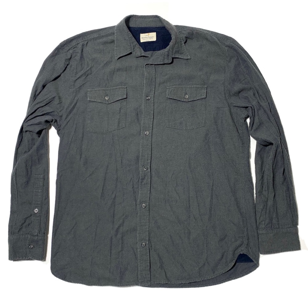 Marine Layer Button Down Shirt Gray Mens L